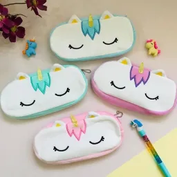 Unicorn Zipper Pencil Case Plush Bag